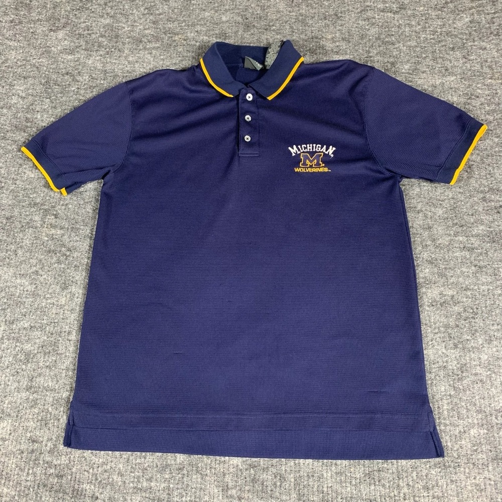 VTG Michigan‎ Wolverines Shirt Mens Large Blue Golf Polo Retro Y2K Embroidered